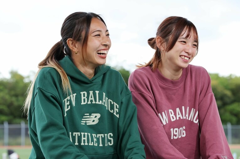 9月の日本インカレで2位に入った岡根（左）と3位の奥野（右）。どちらも日本屈指のスプリンターだ　©Shigeki Yamamoto