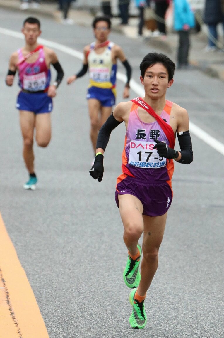 2023年1月の都道府県男子駅伝。5区を走った長野の吉岡大翔（佐久長聖）。順天堂大に進学した　©JIJI PRESS