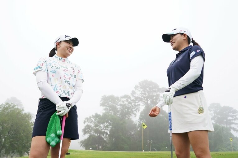 竹田麗央、勝みなみ（2025年4月シェブロン選手権）　©︎Shizuka Minami