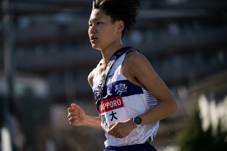 9区・山野力。主将を務め、駒大としては初の大学駅伝3冠に輝いた　©Nanae Suzuki