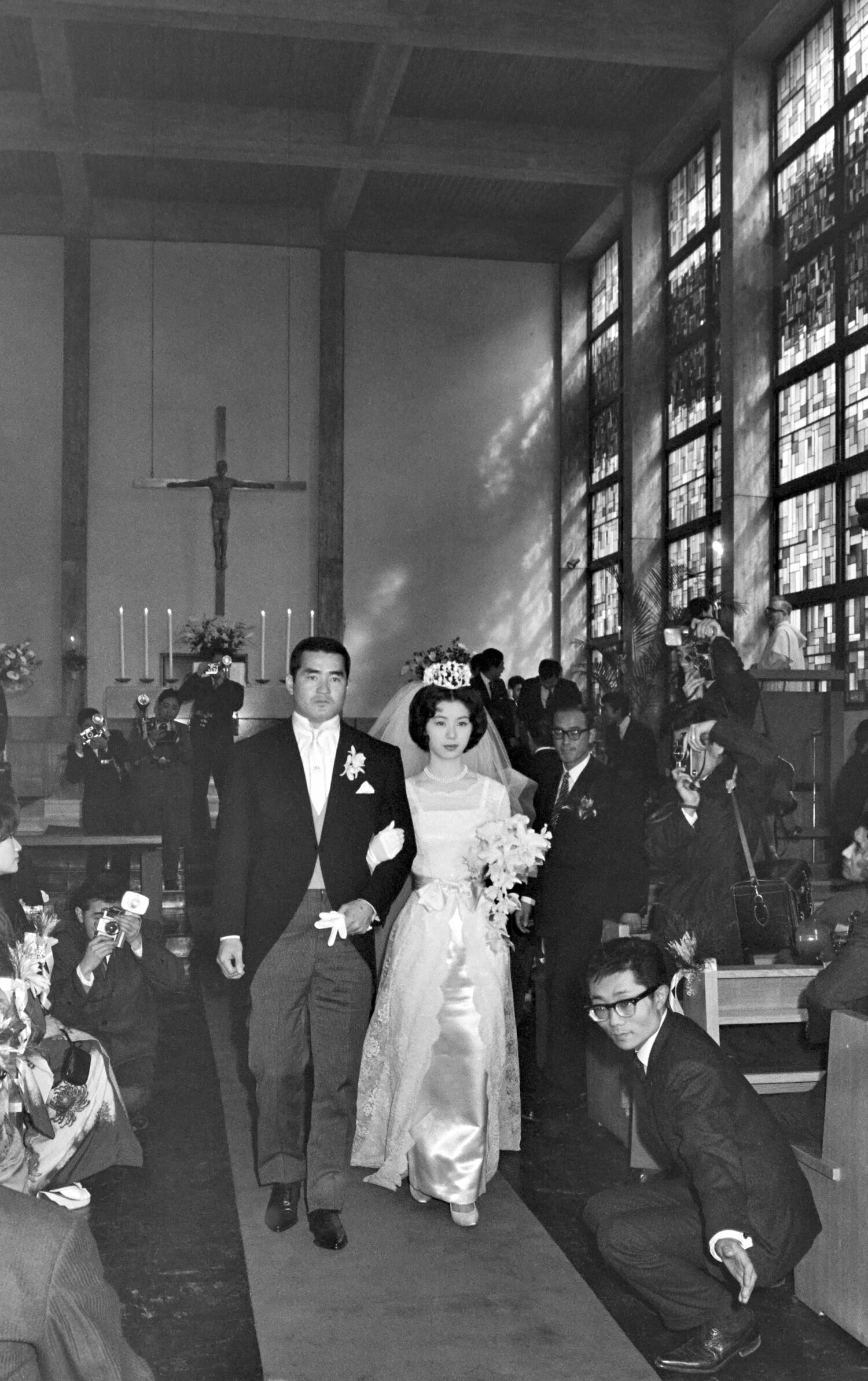 長嶋と亜希子夫人の結婚式の様子　©JIJI PRESS