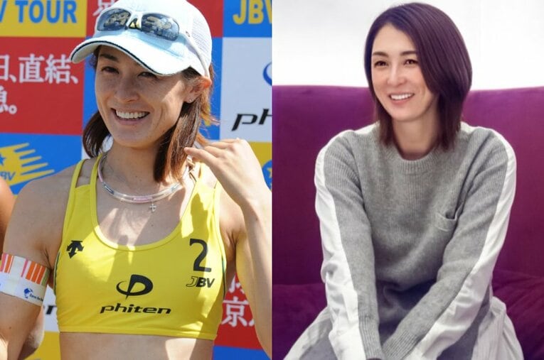 バレーボール日本代表からビーチバレーへの転向でも話題を集めた菅山かおるさん ／ photograph by L)Sankei Shinbun、R)Takuya Sugiyama