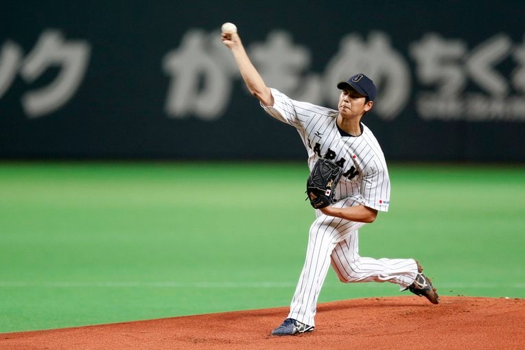 2014年、MLB選抜相手に投げた侍ジャパンの大谷©Getty Images