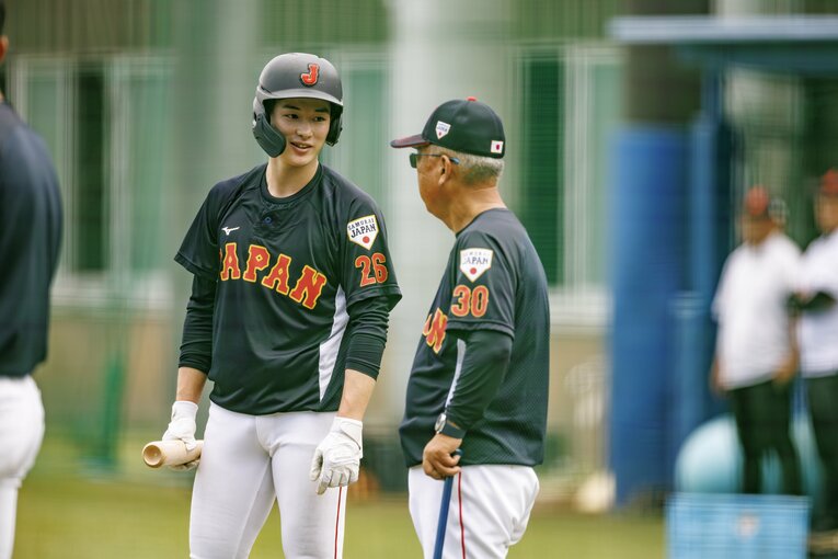 野球U-18日本代表の練習にて撮影。慶応の丸田湊斗　©Kichi Matsumoto