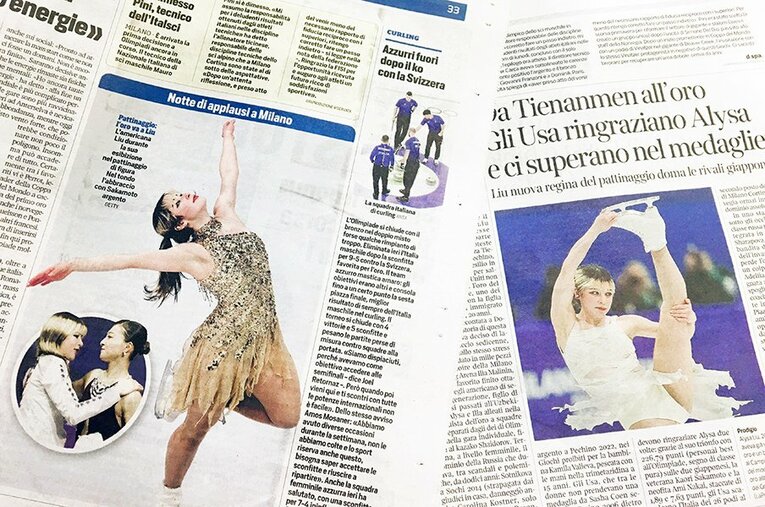 アリサ・リュウが金メダル、日本勢が銀・銅メダルの女子フィギュア。イタリアではどう報じられたか ／ photograph by Yuge Takashi