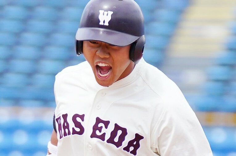 プロ野球スカウトが今秋ドラ1候補に挙げた、蛭間拓哉（外野手・早稲田大・176cm87kg・左投左打・浦和学院高） ／ photograph by Sankei Shimbun