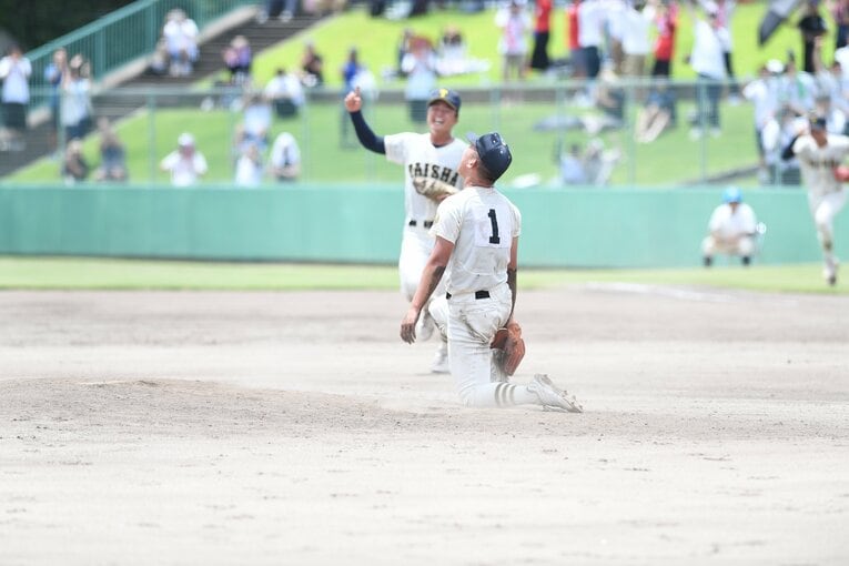 7月の島根大会決勝…最後の1球を投じた直後、マウンドに崩れ落ちた　©Kota Inoue