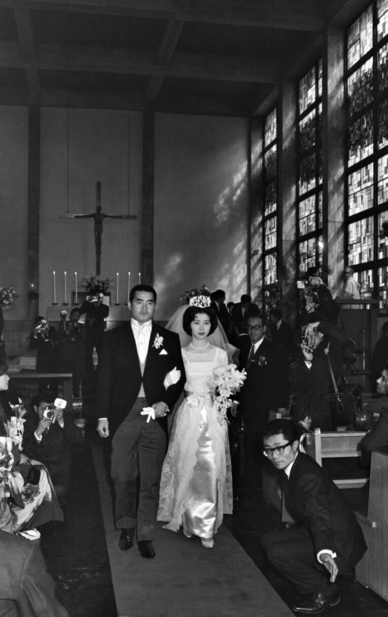 長嶋と亜希子夫人の結婚式の様子　©JIJI PRESS