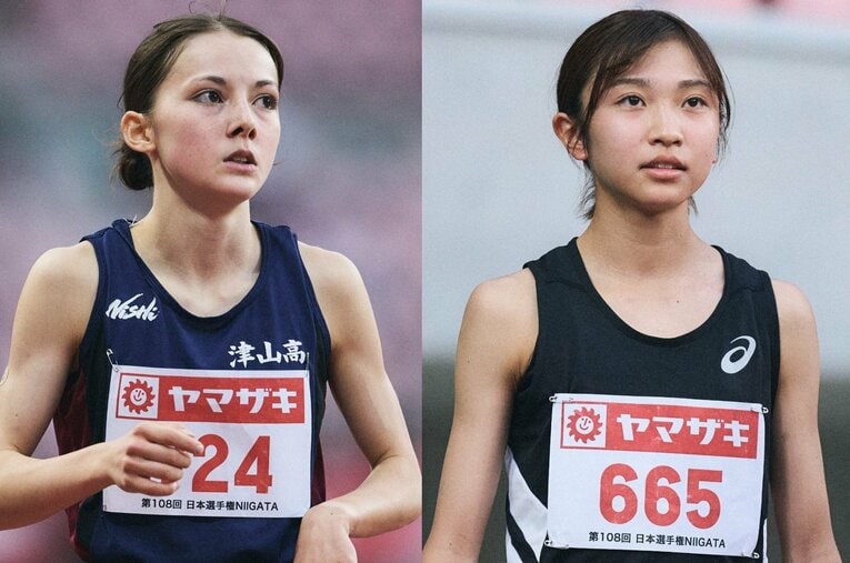 今回の日本選手権で7位に入ったドルーリー朱瑛里（左）と、予選落ちに終わった澤田結弥。明暗分かれた10代ランナーの2人だが、今後の躍進に期待だ ／ photograph by Yuki Suenaga