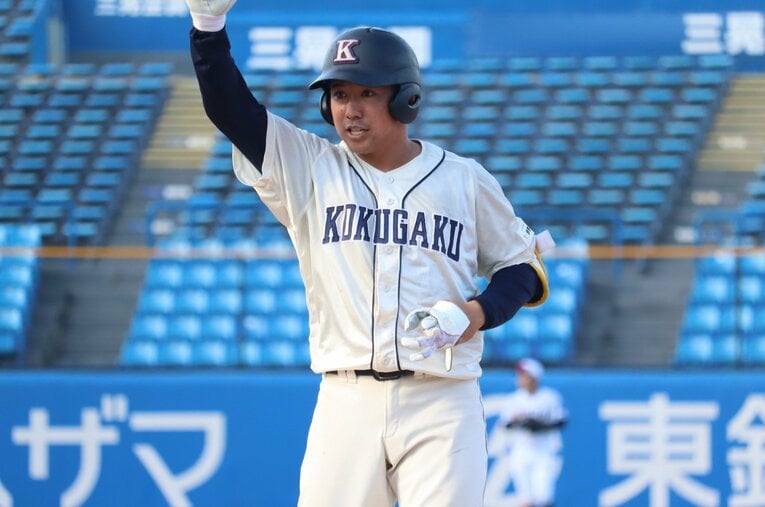 国学院大のキャプテンとして青学大の東都春シーズン7連覇を止めた赤堀颯。高校は福島の強豪・聖光学院の出身 ／ photograph by Genki Taguchi
