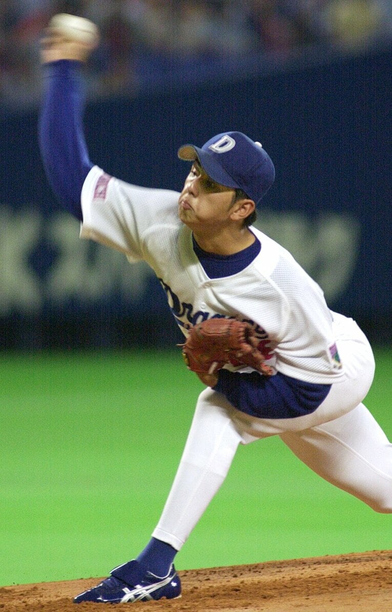 一軍デビュー戦となった2001年9月26日の巨人戦（ナゴヤドーム）　©︎JIJI PRESS