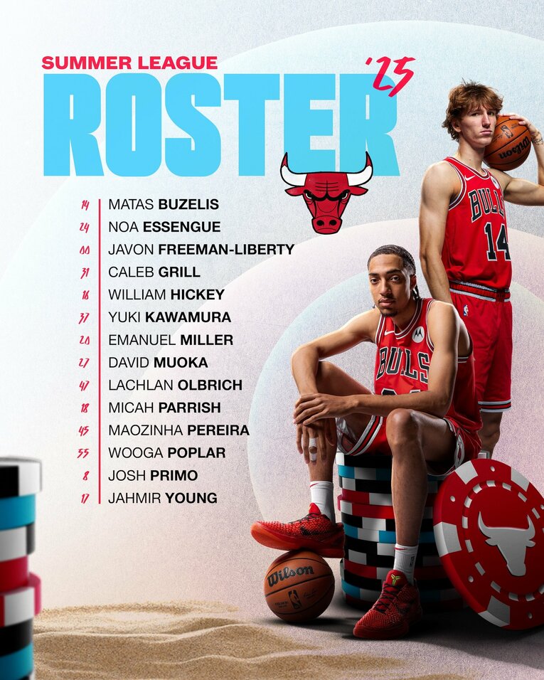 NBAシカゴ・ブルズが発表したロースターに名を連ねた河村勇輝。昨季はパリ五輪があったことでサマーリーグへの出場は見送っていた。背番号は37番（公式Xより）