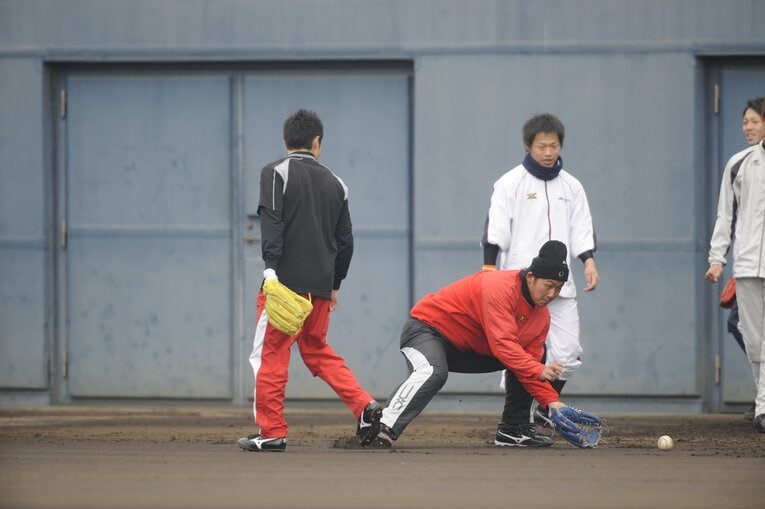 2008年高校3年時、日本ハムの鎌ケ谷合宿で　©Takuya Sugiyama