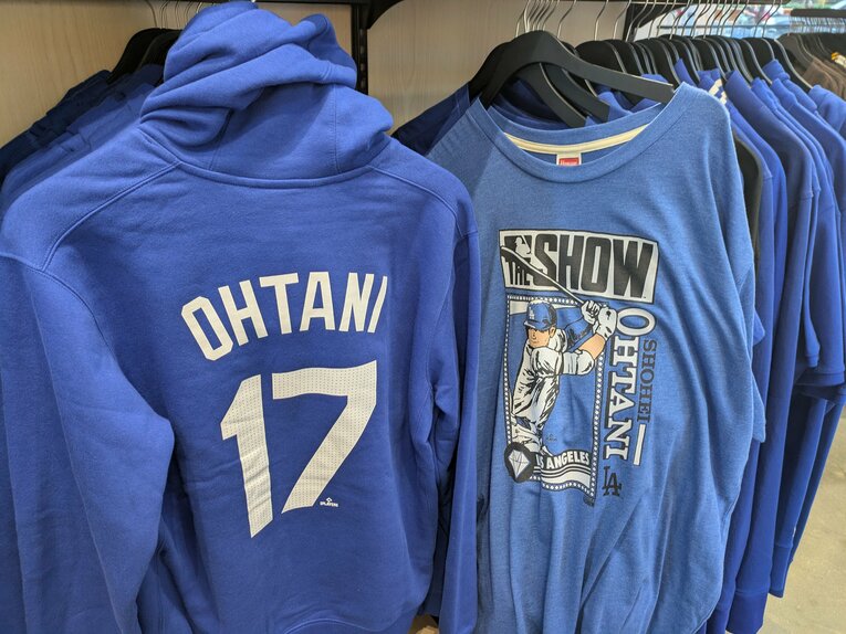 ニューヨークにあるMLBショップのドジャースコーナー　 ©Shoko Mizutsugi