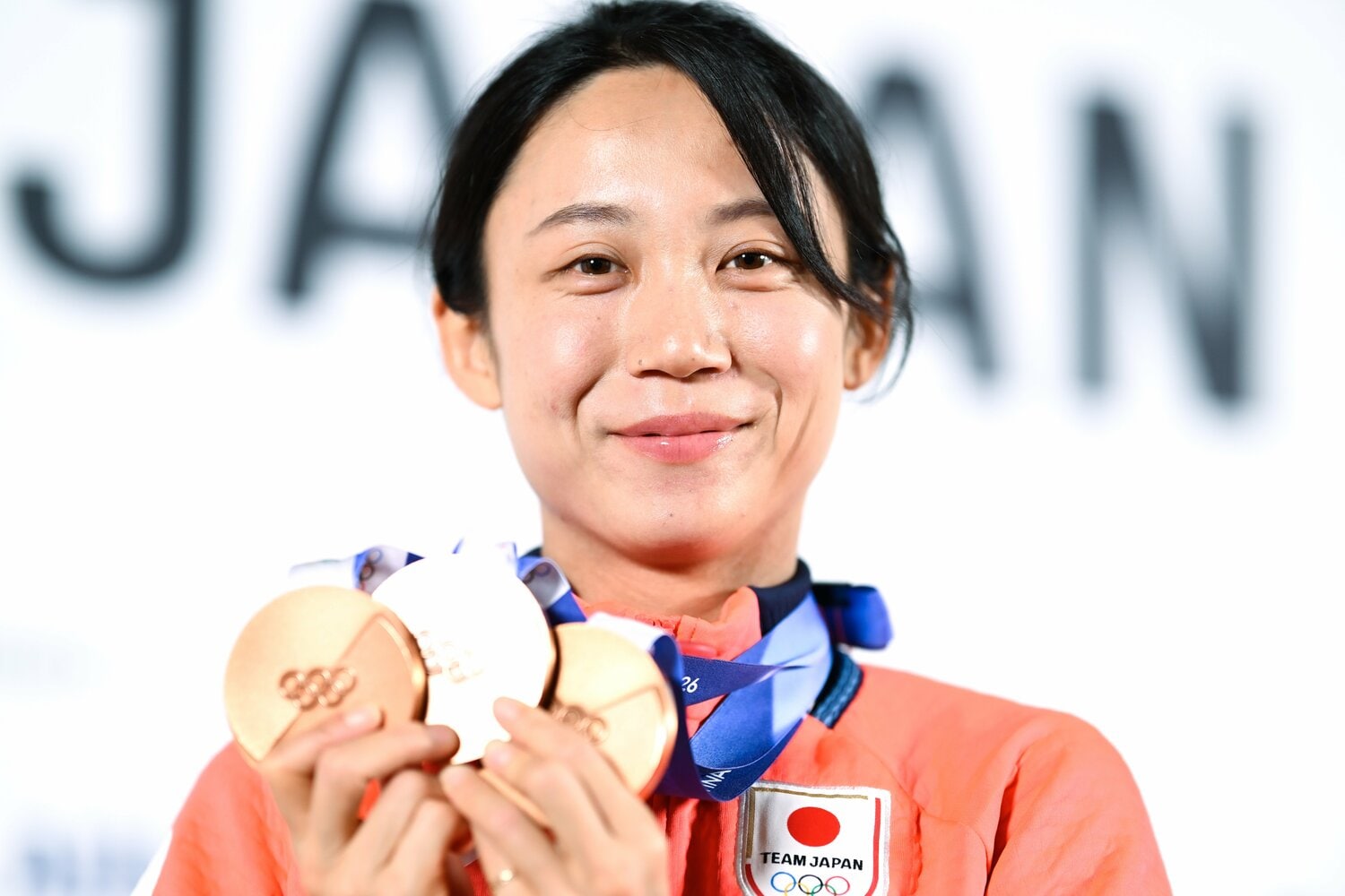 メダリスト会見での高木　©Asami Enomoto/JMPA