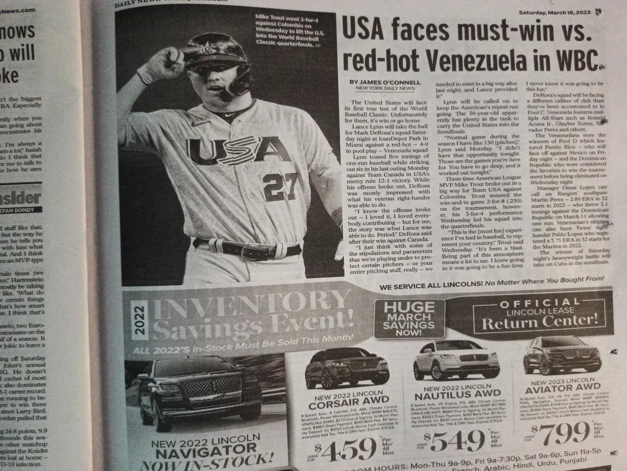 「デイリーニュース」フロリダ版の紙面 ©Hiroaki Sawada