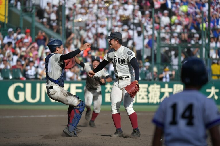 決勝の金足農業戦。優勝の瞬間　　©Hideki Sugiyama