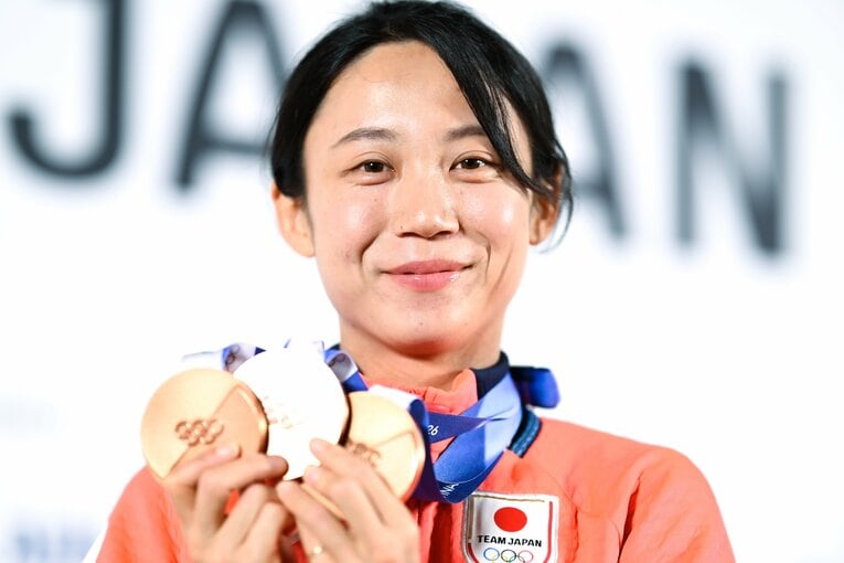 メダリスト会見での高木　©Asami Enomoto/JMPA
