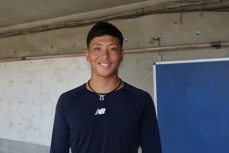 DeNAから1位指名を受けた大商大の星野。高校時代は山田陽翔（現西武）の控えという立場だった　©Fumi Sawai