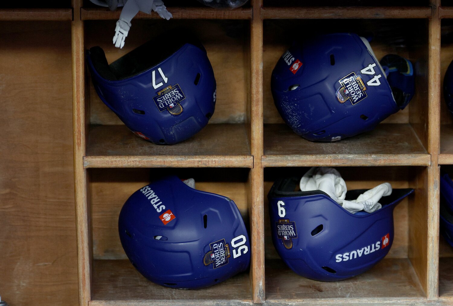 10月27日、ヤンキースタジアムでのワークアウトには大谷翔平のヘルメットが……　©︎Getty Images