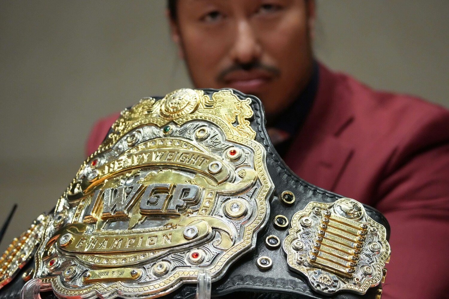 辻陽太が欲しかったIWGPヘビー級のベルト　©Essei Hara