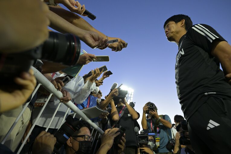 コスタリカ戦翌日、森保監督は取材に応じる　©Koki Nagahama/JMPA