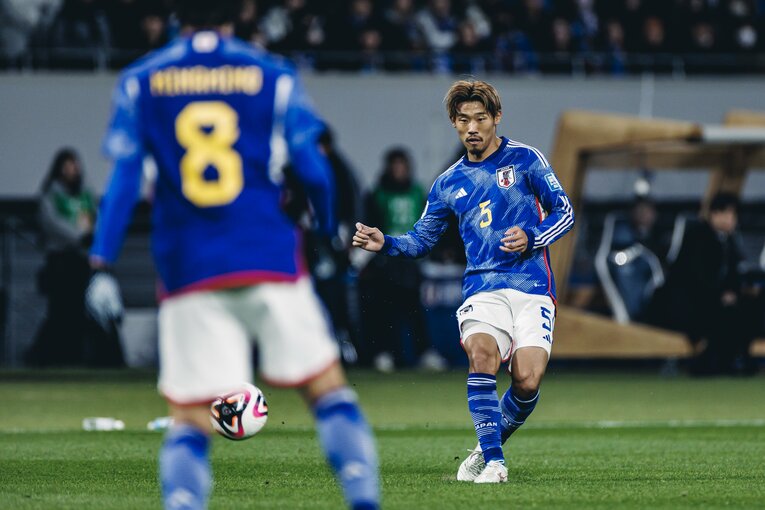 日本代表でプレーする守田英正。今季はスポルティングCPでリーグ優勝も経験した　©Kiichi Matsumoto/JMPA