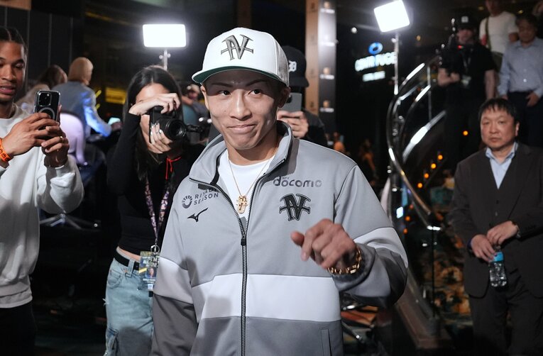 現地時間5月1日、試合前のイベントに登場した井上尚弥　©Naoki Fukuda