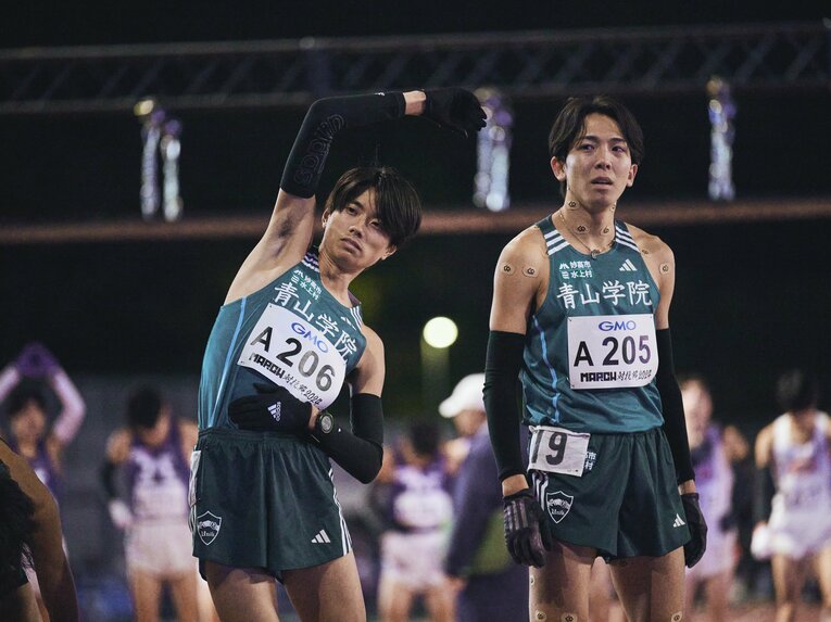 青学大の若林宏樹（左）は4代目「山の神」襲名を狙う。前頭三枚目に選んだ鶴川正也（右）らとの布陣は超強力　©Yuki Suenaga