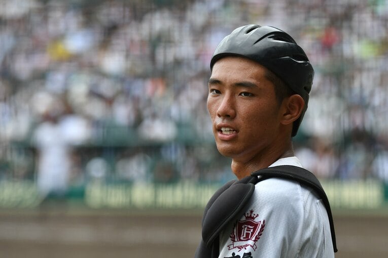 広陵時代の中村奨成（2017年ドラ1）　©Hideki Sugiyama