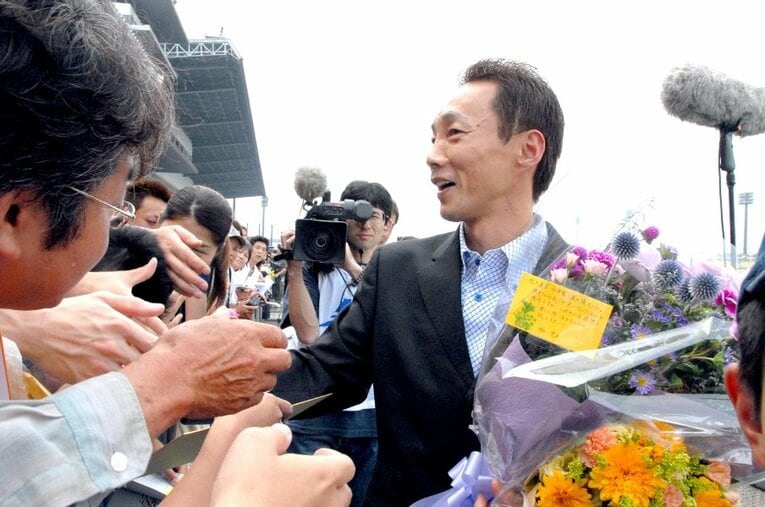 若手時代に負った大怪我から復活し、“不死鳥”と称された植木通彦。1986年のデビューから2007年の引退まで、ボートレース界で輝かしい実績を残した ／ photograph by Sankei Shimbun