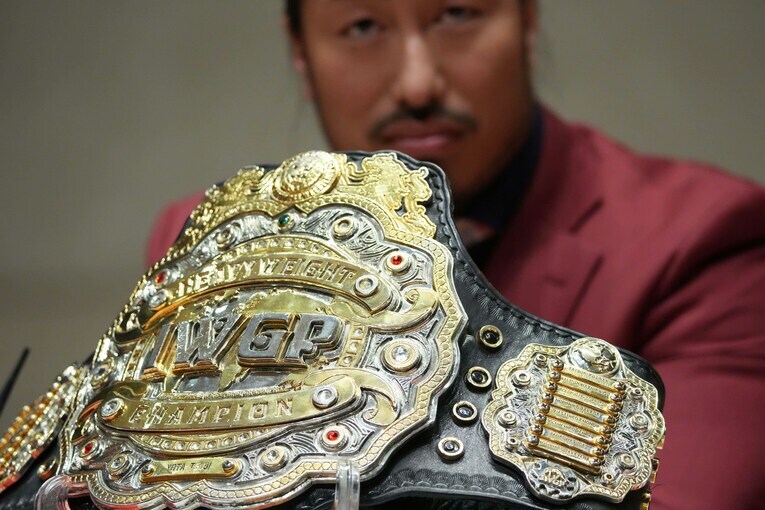 辻陽太が欲しかったIWGPヘビー級のベルト　©Essei Hara