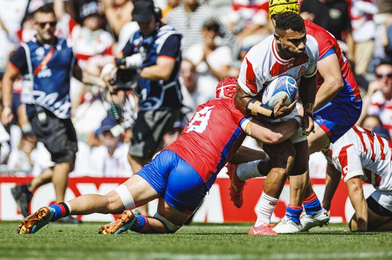 チリ戦でトライをあげたジョネ・ナイカブラ　©Kiichi Matsumoto