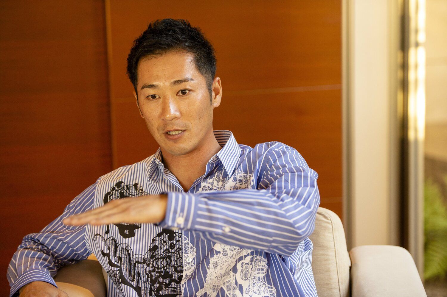 MLBやBCリーグでの経験を語る西岡　©Wataru Sato