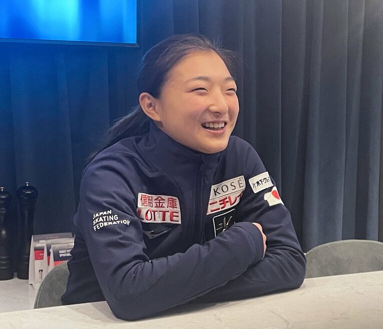 世界選手権3連覇の喜びを語る坂本　©︎JIJI PRESS