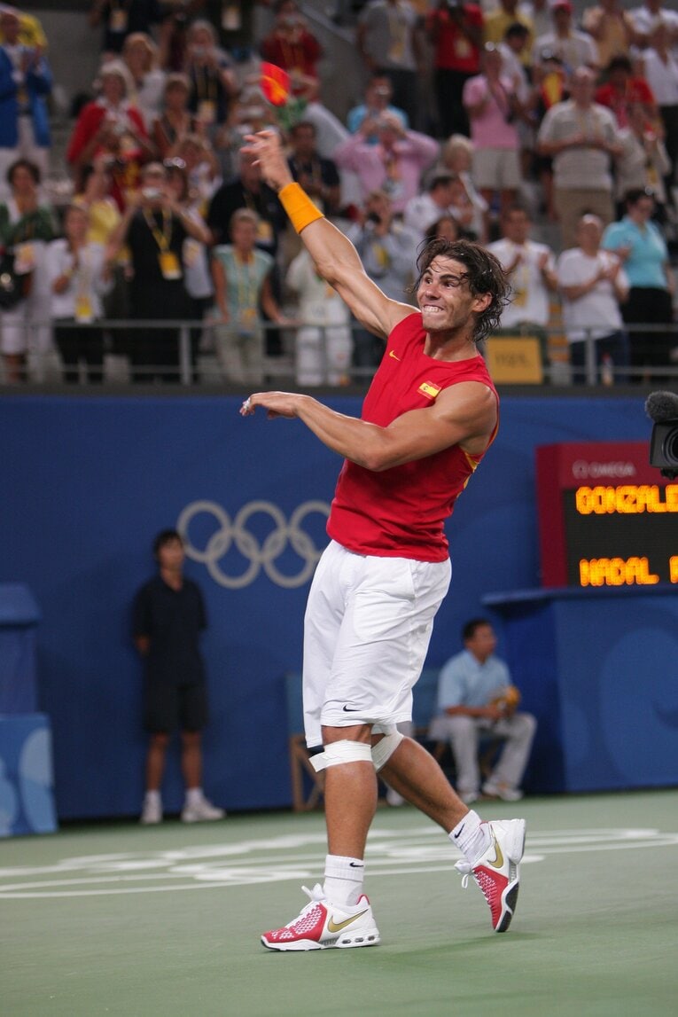 2008年北京五輪でのナダル。この後、フェデラーに代わって初の世界1位に　©JMPA