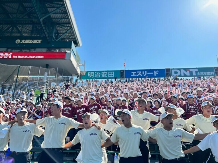 迫力がすごい！　早稲田実　©Yukiko Umetsu