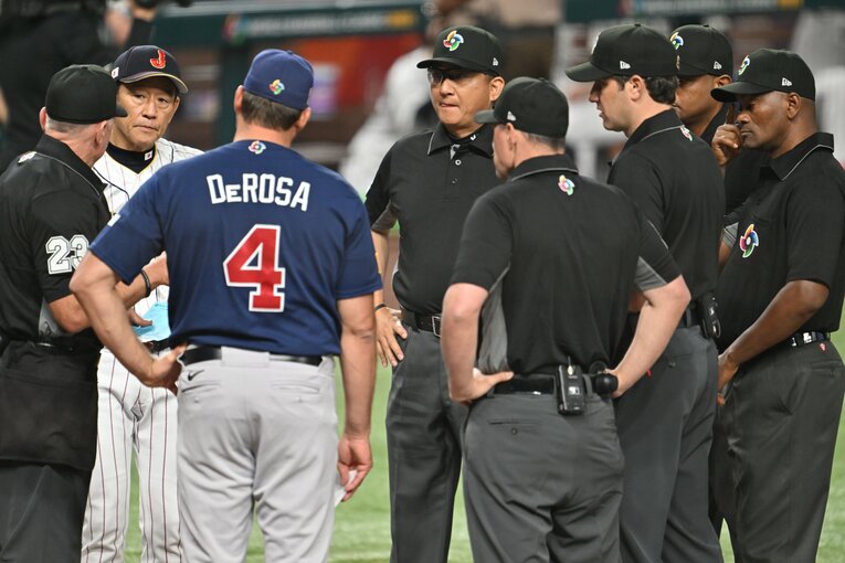 当たるとすれば準決勝と想定されていた日米決戦。急遽の変更も争点となることはなかった　©Naoya Sanuki