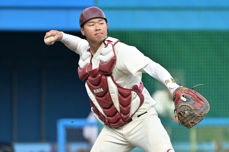 早大、大学ジャパンでもキャプテンを務めた印出太一捕手。まさかのドラフト指名漏れとなった　©Hideki Sugiyama