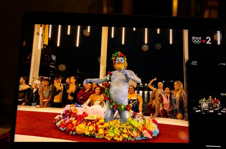 独特の演出で賛否両論だったパリ五輪の開会式　©JIJI PRESS