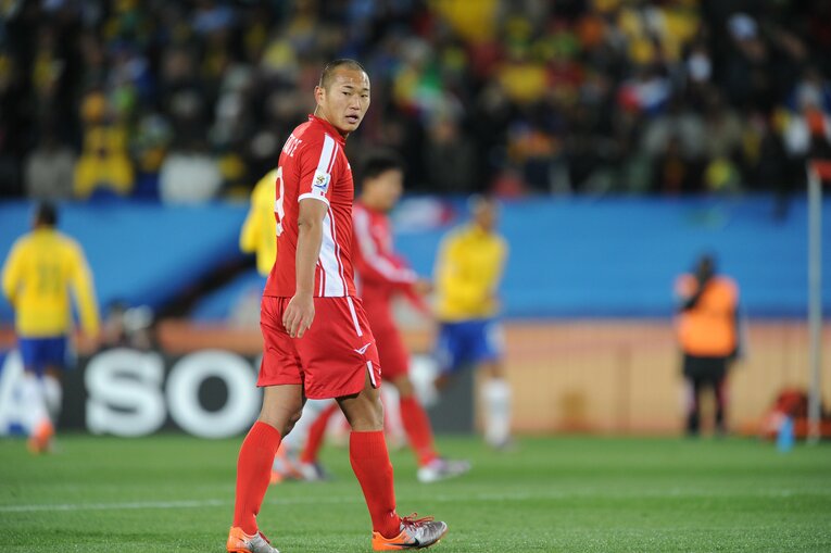 2010南アフリカワールドカップ、ブラジル戦にて　©Kaoru Watanabe/JMPA