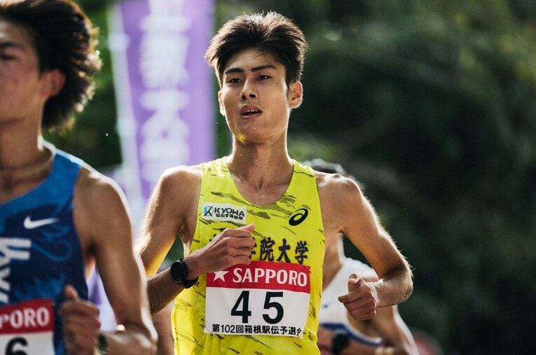 箱根駅伝予選会ではチームトップタイムを記録し、中央学院大学をトップ通過に導いた近田陽路 ／ photograph by Yuki Suenaga