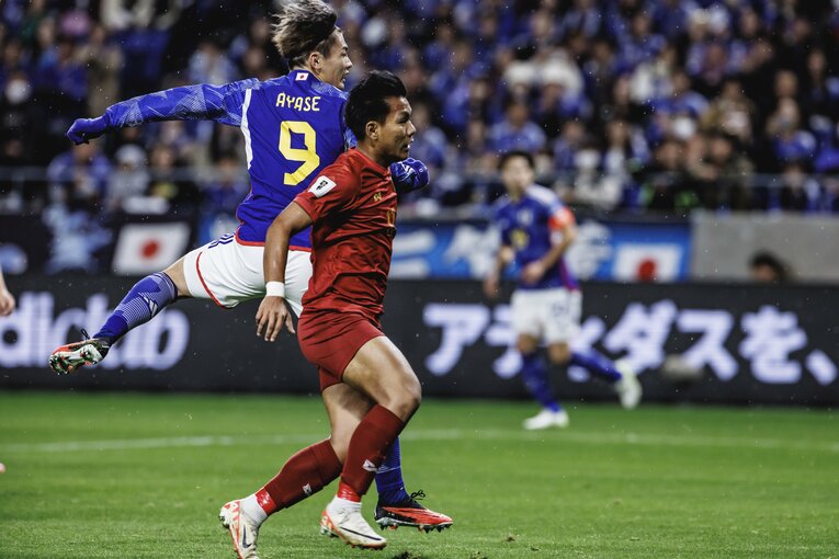 ミャンマー戦でハットトリックを達成した上田綺世　©Kiichi Matsumoto