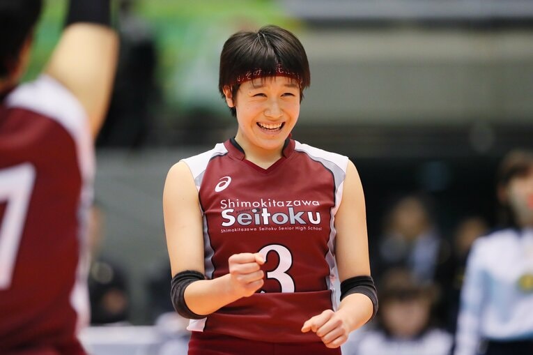 下北沢成徳高校時代の石川真佑。インターハイ、国体、春高バレーのすべての大会で優勝を経験した　©︎AFLO