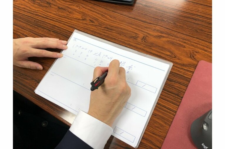 体操採点の様子　©Sports Graphic Number