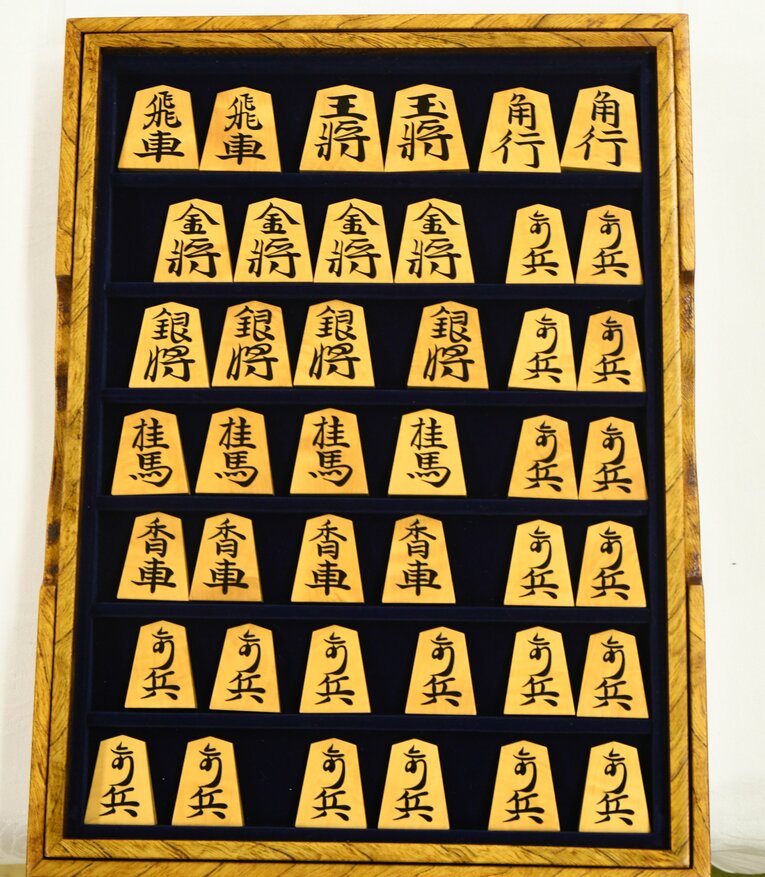 棋王戦第2局で使用された駒　©日本将棋連盟