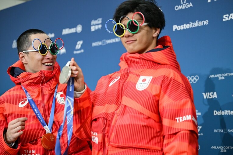 木村葵来が金メダル、木俣椋真が銀メダルを獲得した男子ビッグエア　©Nanae Suzuki／JMPA