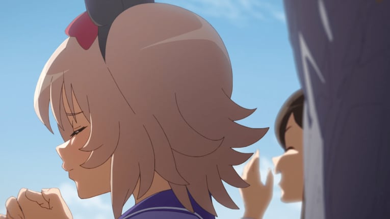 祈りながらアドマイヤベガを応援するカレンチャン　©Cygames, Inc.