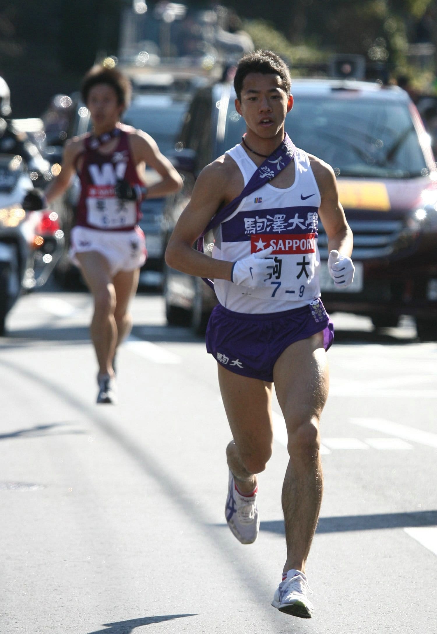 9区で首位に立ち、駒澤大学の逆転優勝に貢献した堺晃一。それでも篠藤淳の区間新とは1分以上のタイム差があった　©JIJI PRESS