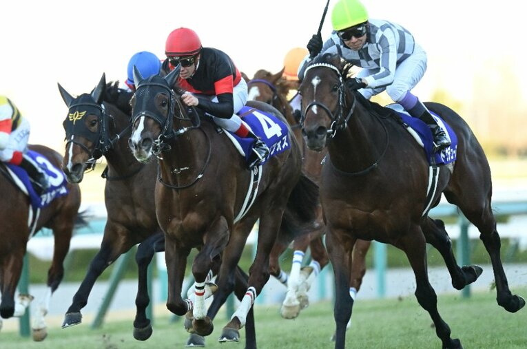 のちにダービー馬となるドウデュースと競り合い2着となったセリフォス（昨年の朝日杯FS） ／ photograph by Keiji Ishikawa